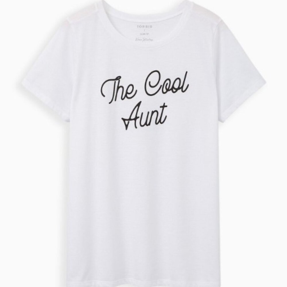 Torrid size 4 Slim Fit Crew Tee - Cool Aunt White